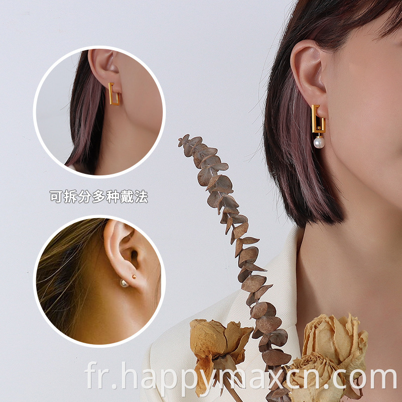 Boucles d'oreilles plaquées à l'or à la tendance en acier inoxydable 18k